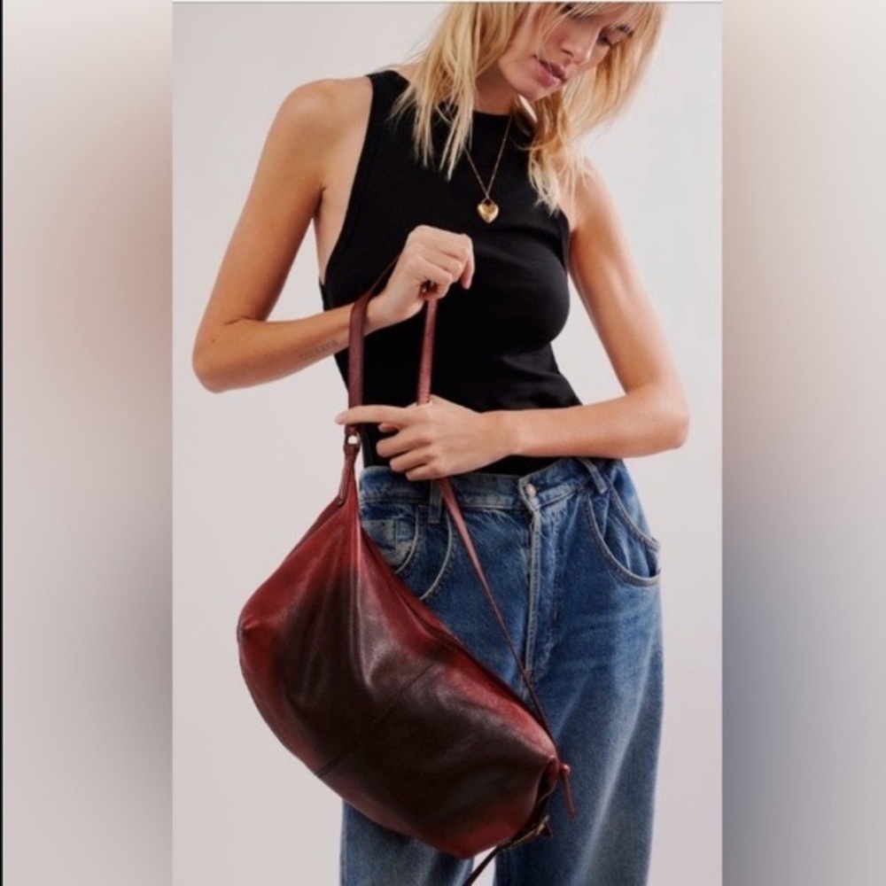 Free People Rumble Leather Sling Bag in Dark Roast